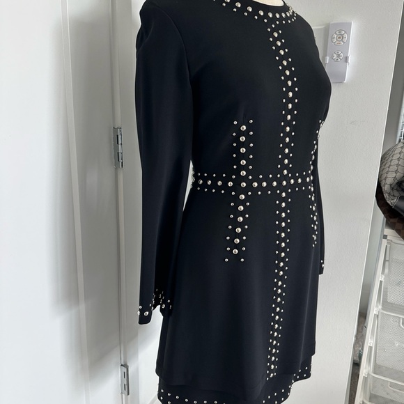 A.L.C. Madison Black Studded Long Sleeve Mini Sheath Dress Women's Size 4 - Picture 4 of 14